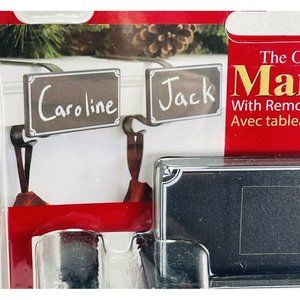 MANTLE CLIP Stocking Holder Removable Chalkboard Signs Black Set Haute 2 Pack